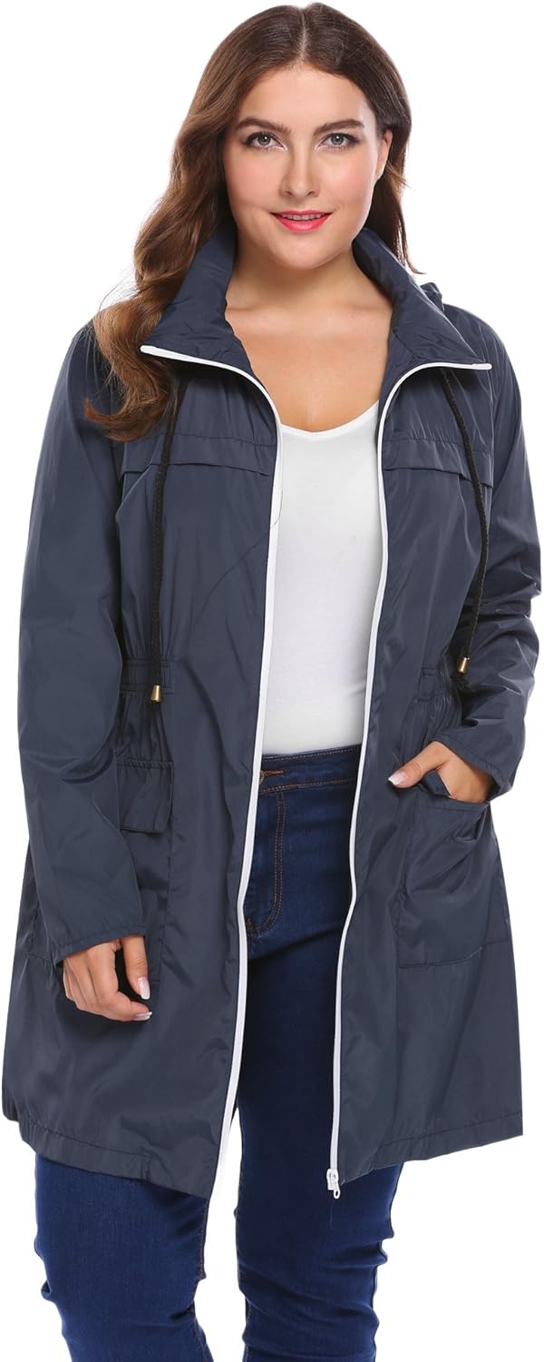 women's plus size lightweight rain jacket