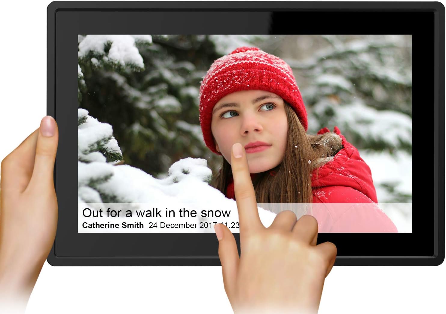 Feelcare 10 Inch 16GB Smart WiFi Digital Picture Frame, Send Photos or Small Videos from Anywhere, Touch Screen, 800x1280 IPS LCD Panel, Wall-Mountable, Portrait and Landscape(Black) : Electronics
