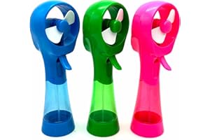 SEITG 3 Pack Elite Battery Powered Handheld Water Misting Fans Personal Outdoor Cooling Fan (Blue/Green/Pink)