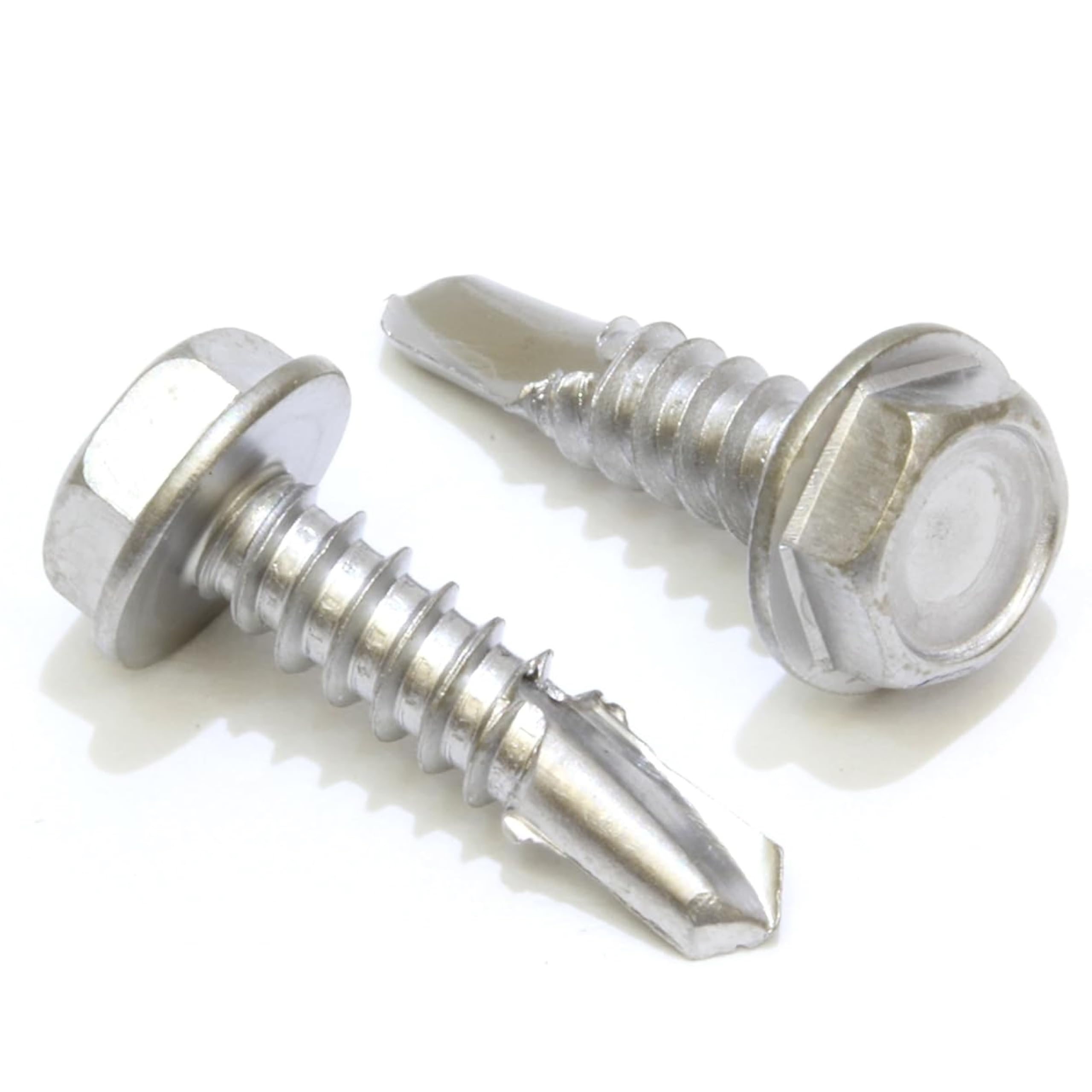 #8 x 3/4" Stainless Hex Washer Head Self Drilling Screws, (100pc) 410 Stainless Steel Self Tapping Choose Size and Qty