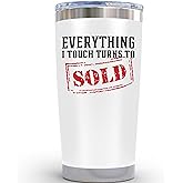 KLUBI Real Estate Agent Gift – Everything I Touch Turns To Sold Tumbler 20oz, Realtor Gifts for Men & Women, Real Estate Supplies for Agents, Fun Cup for Sales Reps