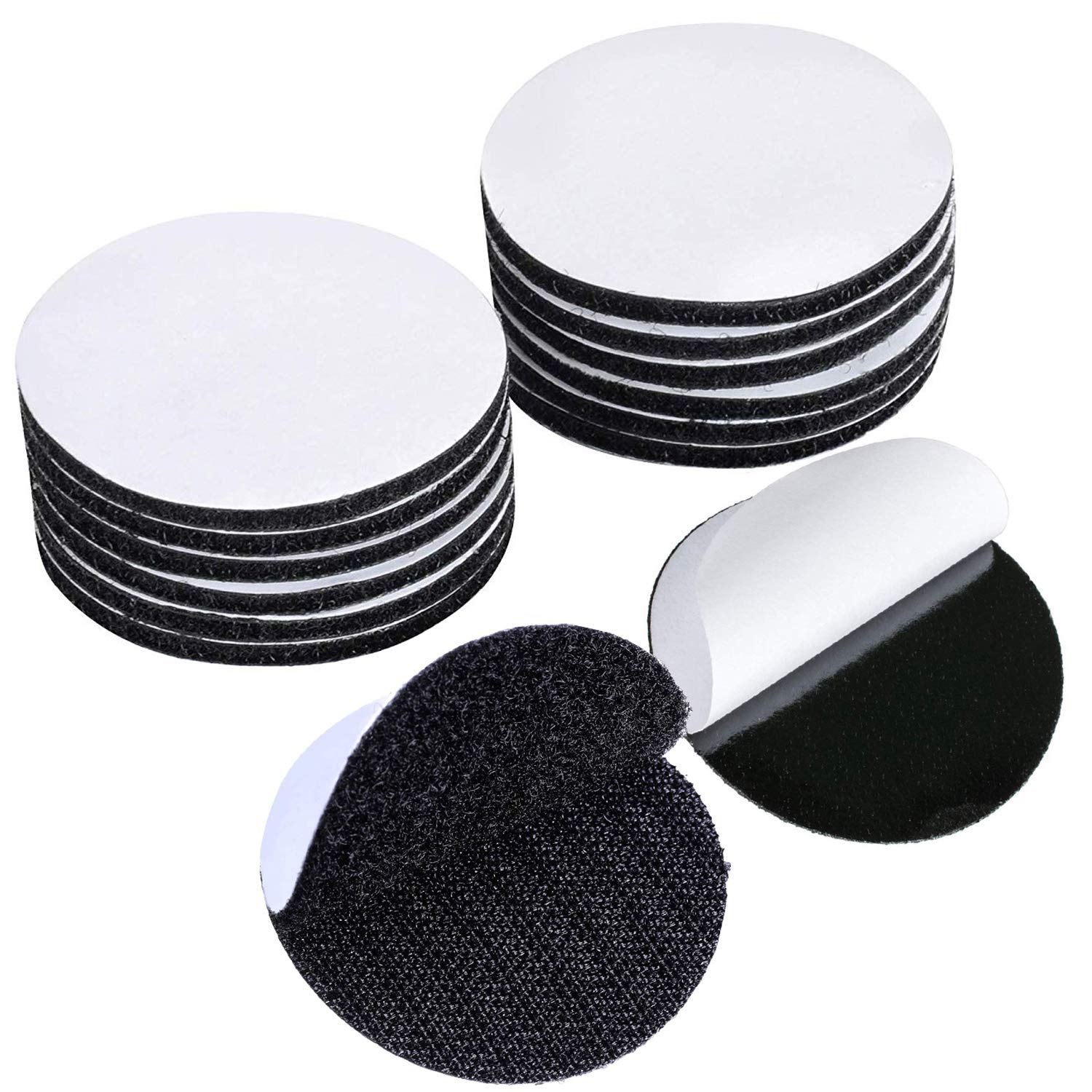 10 Pairs 5CM Round Reusable Double Sided Versatile Sticky Pads Dots Heavy Duty Hook and Loop Self Adhesive Fastening Tape