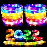 30PC Light Up Pop Tube,Glow Sticks Bulk Party Favors for Kid Glow in Dark Party Supplies Glow Bracelet Necklace Fidget Toy for Adult Christmas New Years Eve 2026 Stress-Relief Birthday Gifts