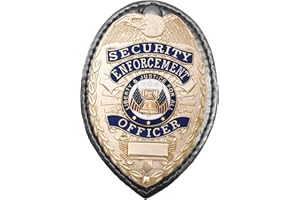 RYNO GEAR SECURITY Badge, Enameled & Plated, Pin Catch Design, 2-1/4 x 3-1/8", Nickel-Brass SHIELD BADGE (1, Brass - Leather)