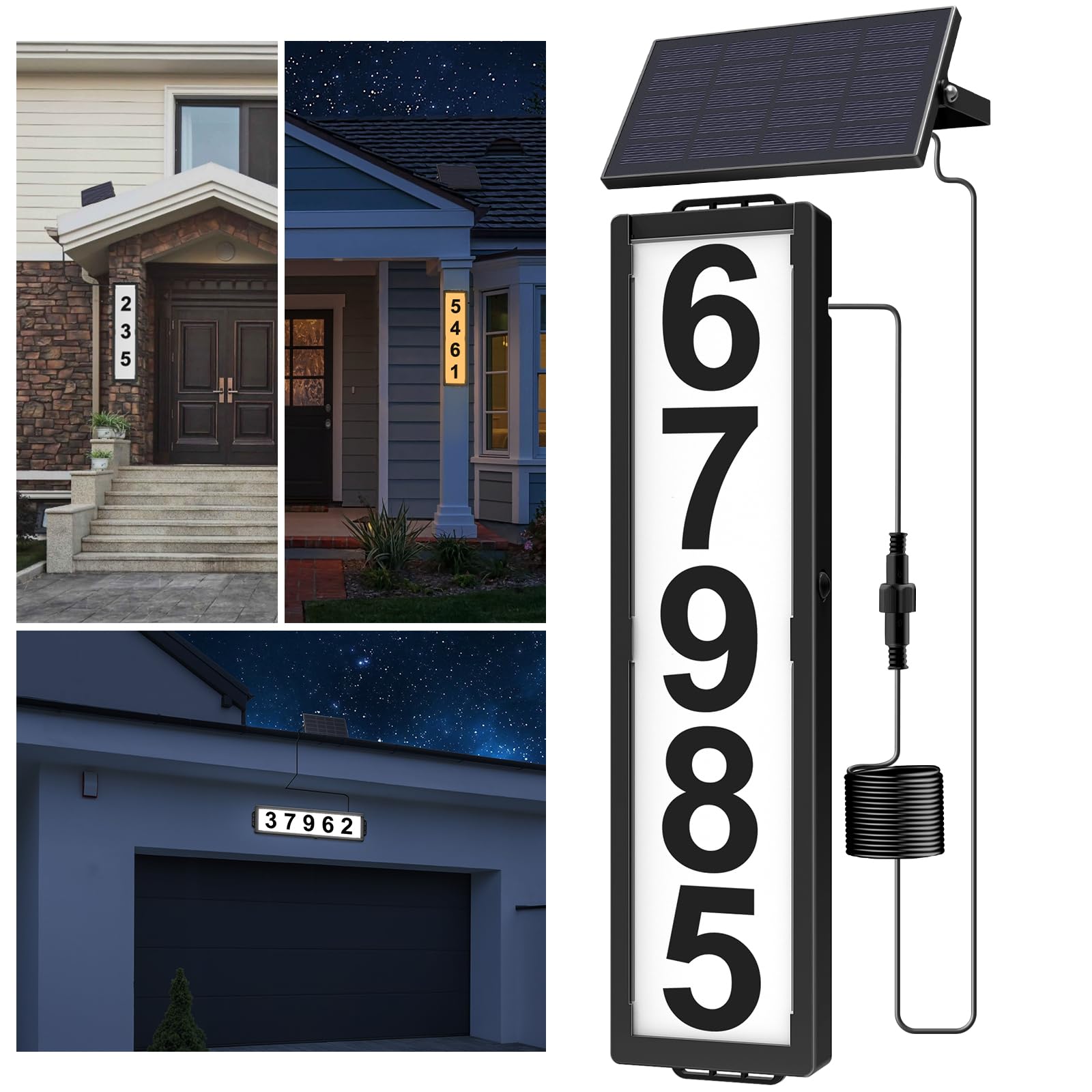 Solar Backlit Sign Mua Solar Backlit Address Sign with Separate Solar Panel, IP65 ...