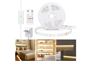 WOBANE Warm White LED Strip, Dimmable LED Light Strips with RF Remote and ETL Listed Adapter, 16.4ft Flexible Tape Lights for