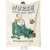 LuxeCove Nurse Blanket Gift, Recharge Humor Throw for RN LPN CNA NP, Nurses Week & Graduation Appreciation, Funny Cozy Couch Decor for Women & Men, Nursing Student Gift, 50'' x 60''