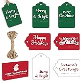 Christmas Gift Tags - 60 PCS Gift Tags for Christmas Presents with String | Xmas Ornaments Labels for Wrapping Paper Tissue Paper | Christmas Tree Decorations Name Tag Stickers for Gift Bags