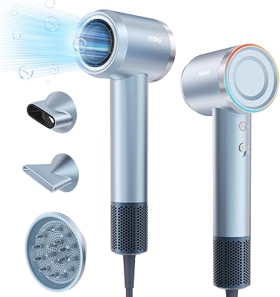 YASHE Hair Dryer 1600W Brushless Motor 110000 RPM 22m/s Diffuser 2 Nozzles