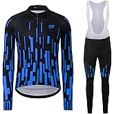 Coconut Ropamo CR Men's Cycling Clothing Set Long Sleeve Cycling Jersey Zipper Pocket Bike Outfit Cycling Bib Pants 3D Padded