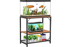 ZSLTLDU 20 Gallon Aquarium Stand, 20 Gallon Fish Tank Stand, 29.5" L x 15.7" W x 30.7" H Metal Frame Reptile Tank Stand, Fish Tank Table Stand for Accessories Storage