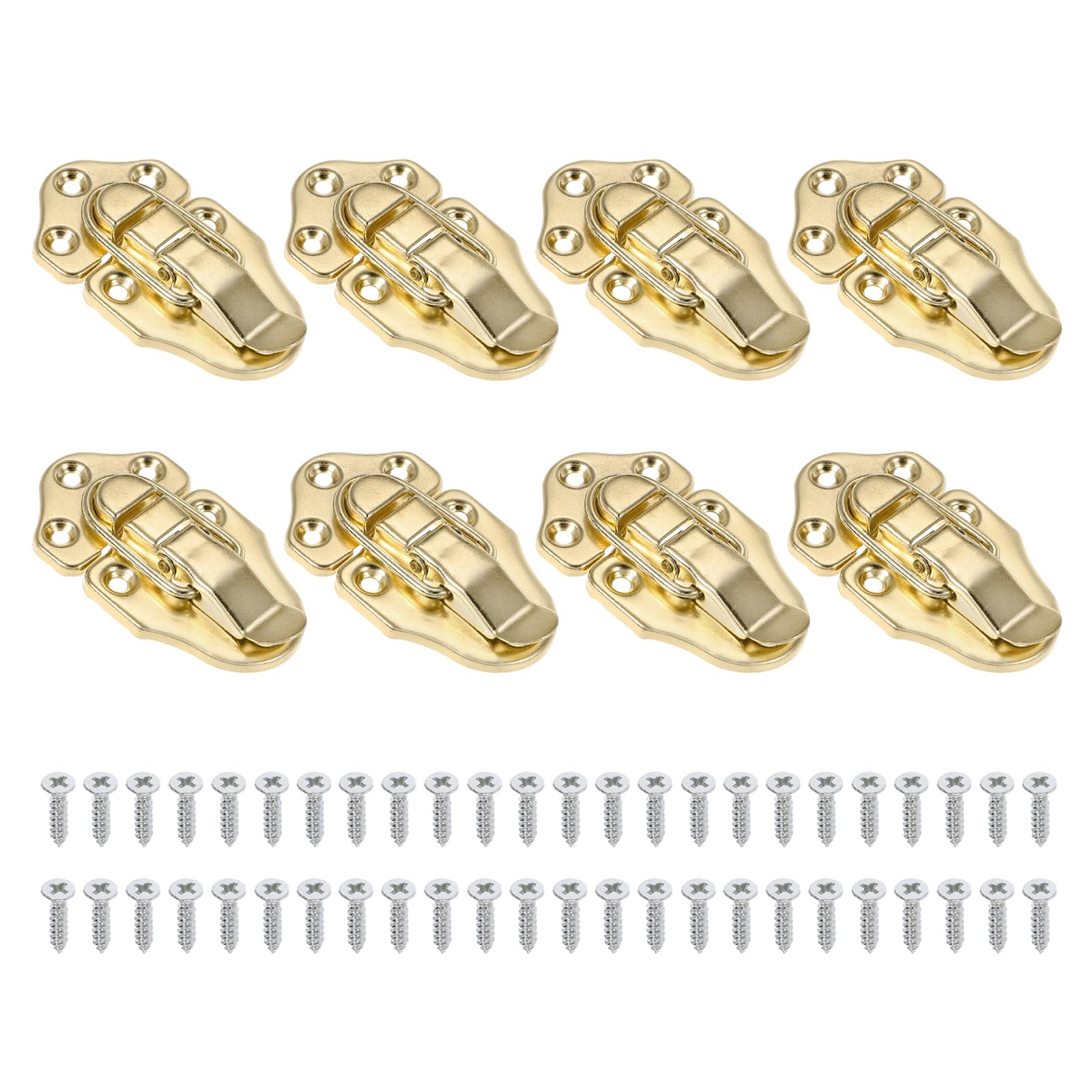 PATIKIL Retro Style Duckbilled Toggle Hasp Latch, 8 Pack Small Metal Vintage Box Toggle with Mounting Screw for Jewelry Cabinet Wooden Ordinary Box Crafts, Gold