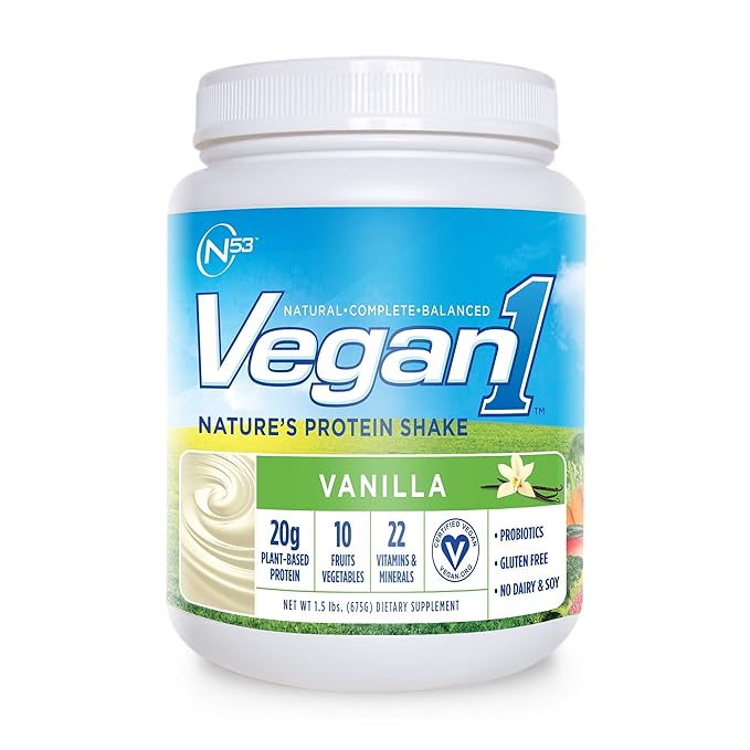 Nutrition 53 Vegan 1 Natural Protein Shake Powder Natural Balanced Vanilla 15 Lb