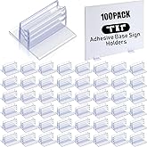 Fulmoon 100 Pcs Sign Holder, Adhesive Base Sign Holders Multiple Uses for Counters, Warehouses, Base Holders with Strong Adhesive (1*1in)