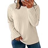 Eytino Plus Size Tops for Women Long Sleeve Crewneck Loose Casual 2026 Fall Fashion Knit Basic Tee(1X-5X)