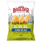 Boulder Canyon Olive Oil Kettle Chips, Classic Sea Salt, 6.5 oz Bag | Kettle-cooked potato chips in 100% olive oil, classic sea salt flavor
