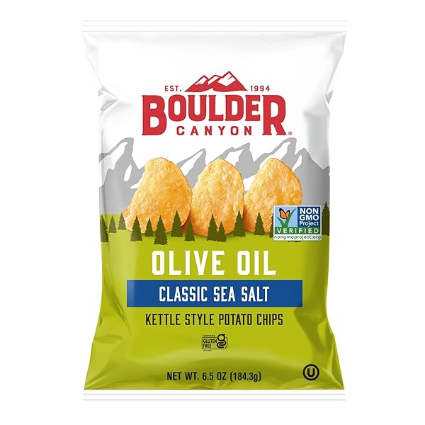 BOULDER CANYON OLIVE OIL KETTLE CHIPS, CLASSIC SEA SALT, 6.5 OZ