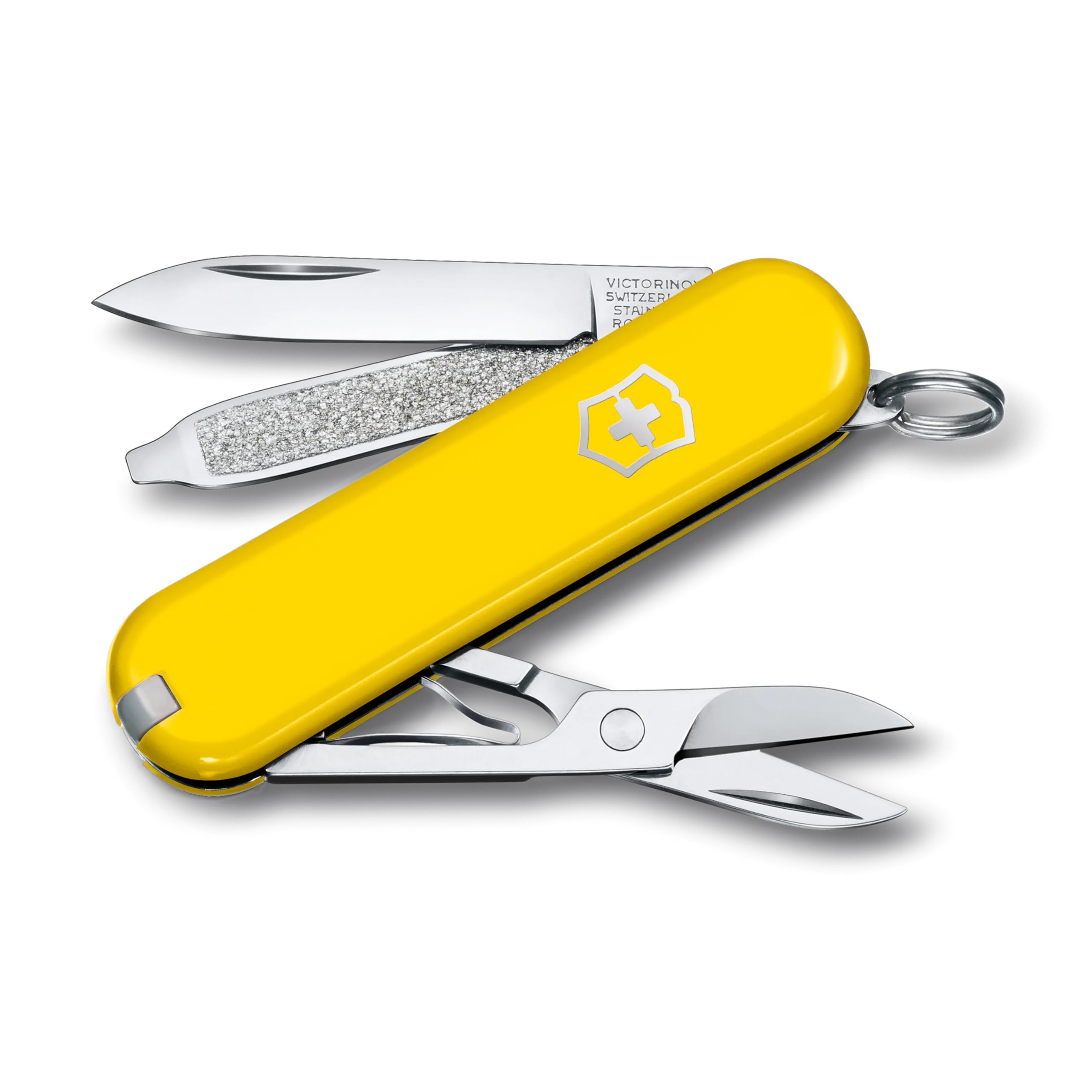 Victorinox Classic SD Mini Swiss Army Knife, Camping Pocket Knives, 7 Functions, Blade, Keyring