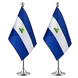 WXTWK 2 Pack Nicaragua Flag Nicaraguan Desk Flag