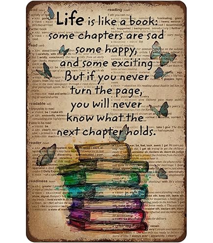 TRITXIY Poster In Lamiera Vintage 'Books Into The Library' | 20x30 Cm | Decorazione Da Parete Per Amanti Dei Libri