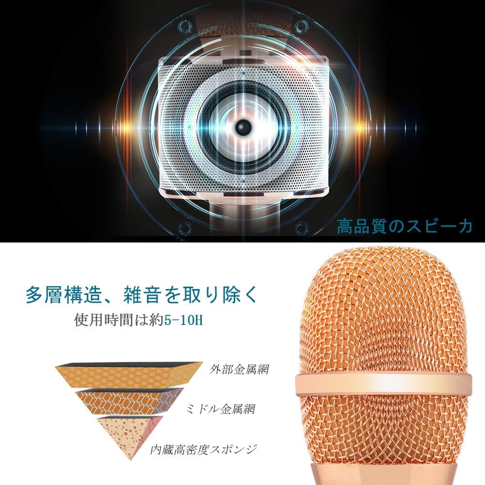 Amazon Verkstar Bluetooth カラオケマイク ポータブルスピーカー 高音質カラオケ機器 Bluetoothで簡単に接続 無線 マイク 一人でカラオケ イヤフォンジャック付き Android Iphoneに対応 ブルー 楽器 音響機器 楽器