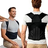 Back Posture Corrector Brace for Men & Women, Back-Anchored Shoulder Support, 3.1-Inch Wide Straps, Adjustable Upper Straightener & Lower Spine Support to Help Reduce Slouching, Wear Under Clothes