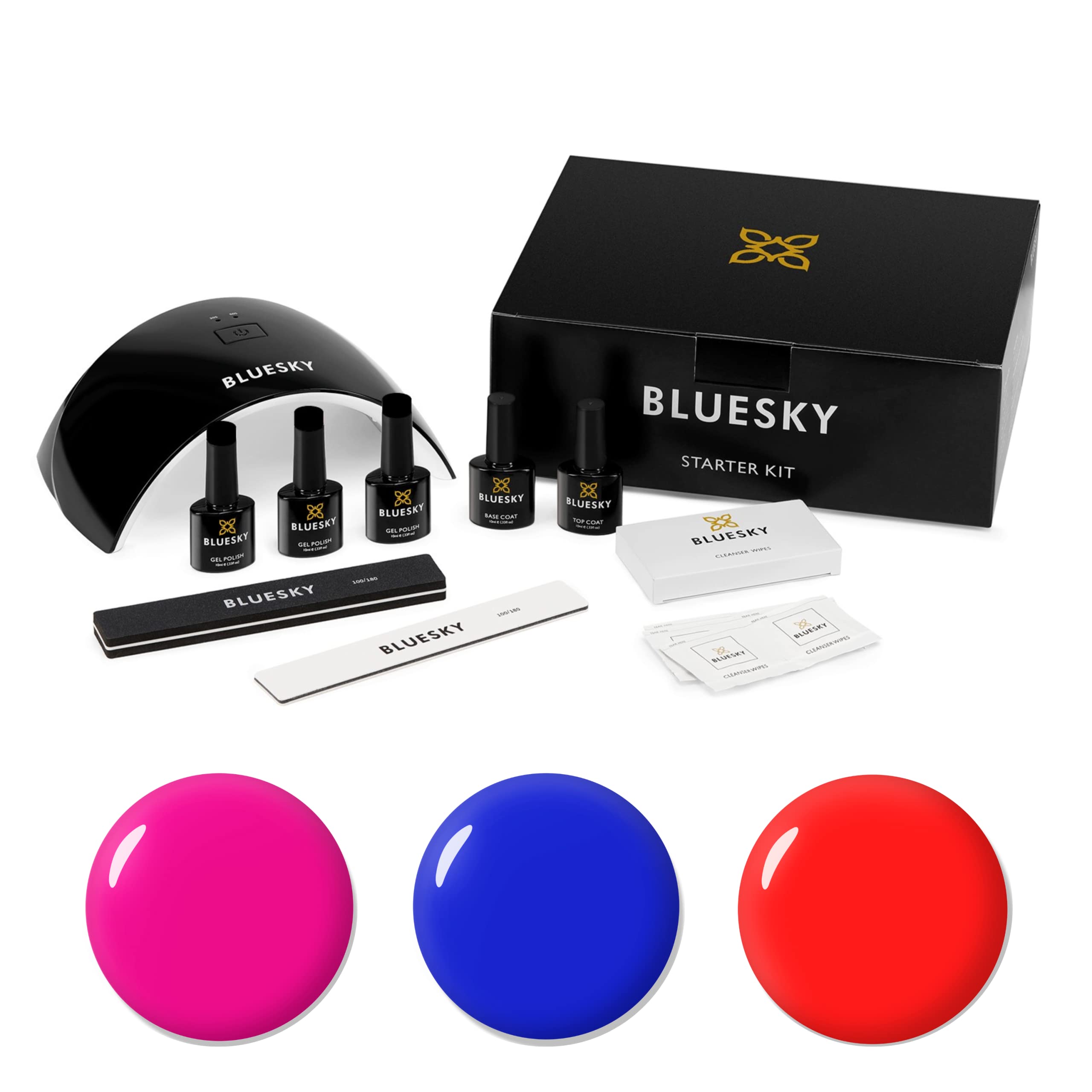 Bluesky Gel Nail Polish Starter Kit - Neon Colors with LED Lamp, 3 Gel Polishes, Cleanser, Base & Top Coats, Nail File & Buffer — image 1