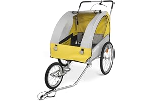 LUCKYERMORE 2 in 1 Dog Bike Trailer Large Pet Stroller Bicycle Cart and Jogger Wagon Cargo Carrier for Travel with Mesh Skylight Stroller for a Variety of Roads