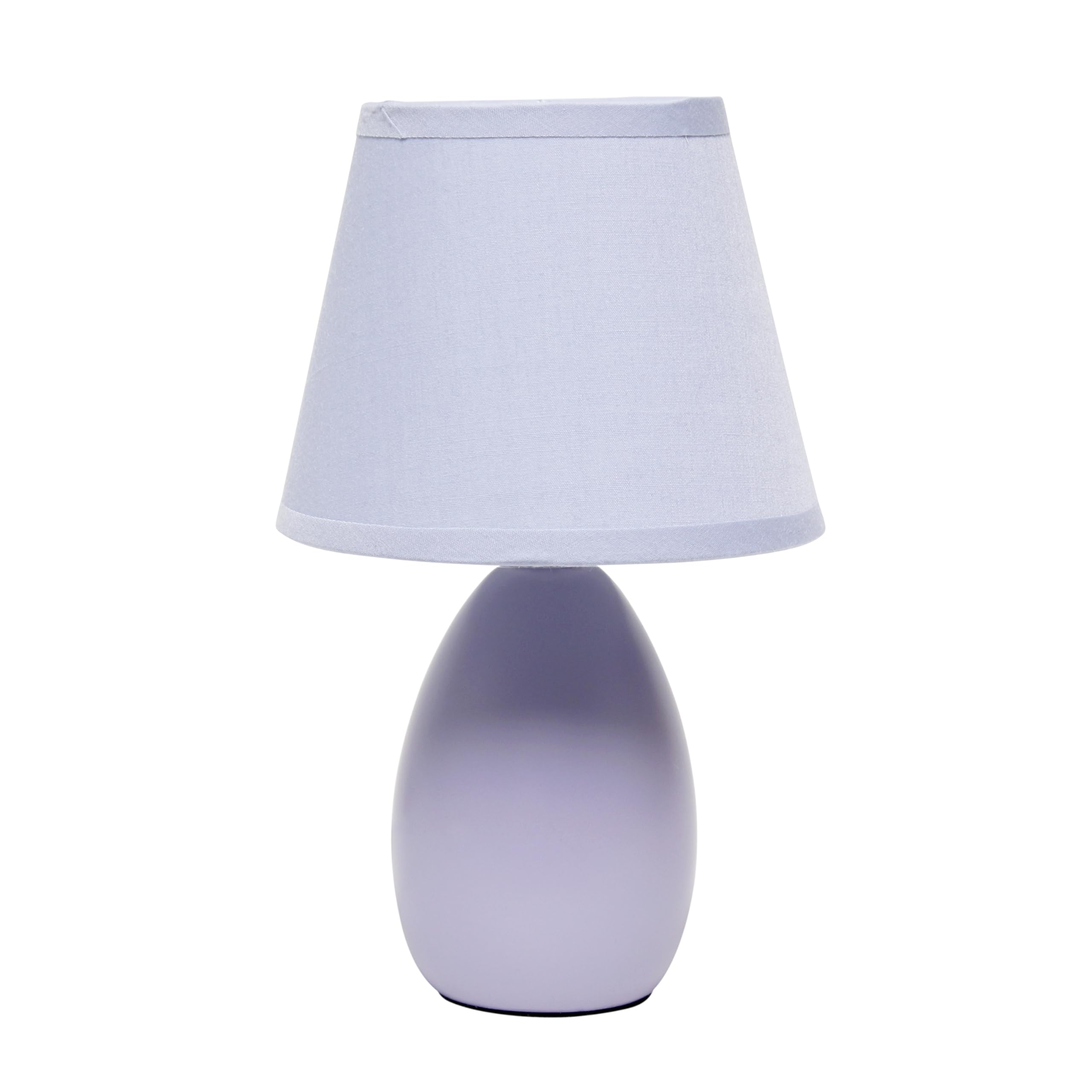 Simple Designs LT1197-PRP 9.45″ Chic and Sleek Oblong Mini Oval Ceramic Table Lamp with Matching Shade, for Living Room, Bedroom, Office, Purple