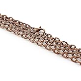 CleverDelights 4x6mm Cable Chain Necklaces - Antique Copper Color - 20 Pack - 24 Inch