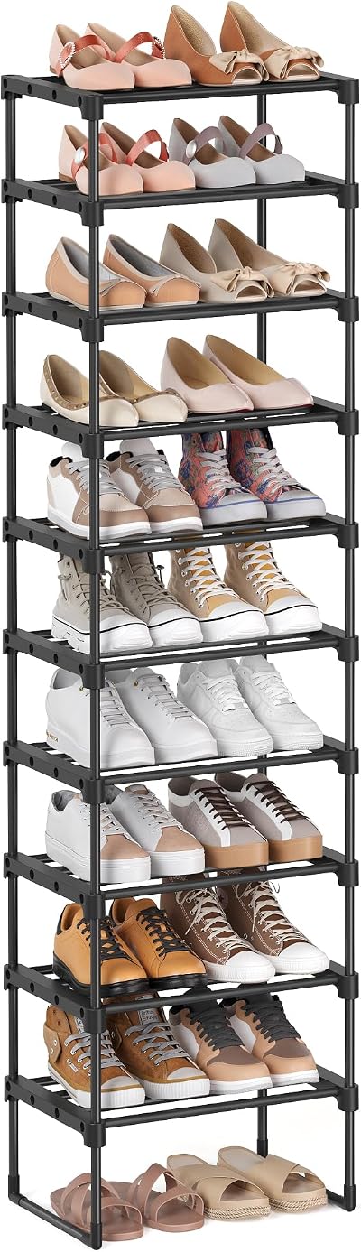SONGMICS 10 Tier Large Shoe Rack Metal DIY Storage Shelf 45 x 30 x 174 cm