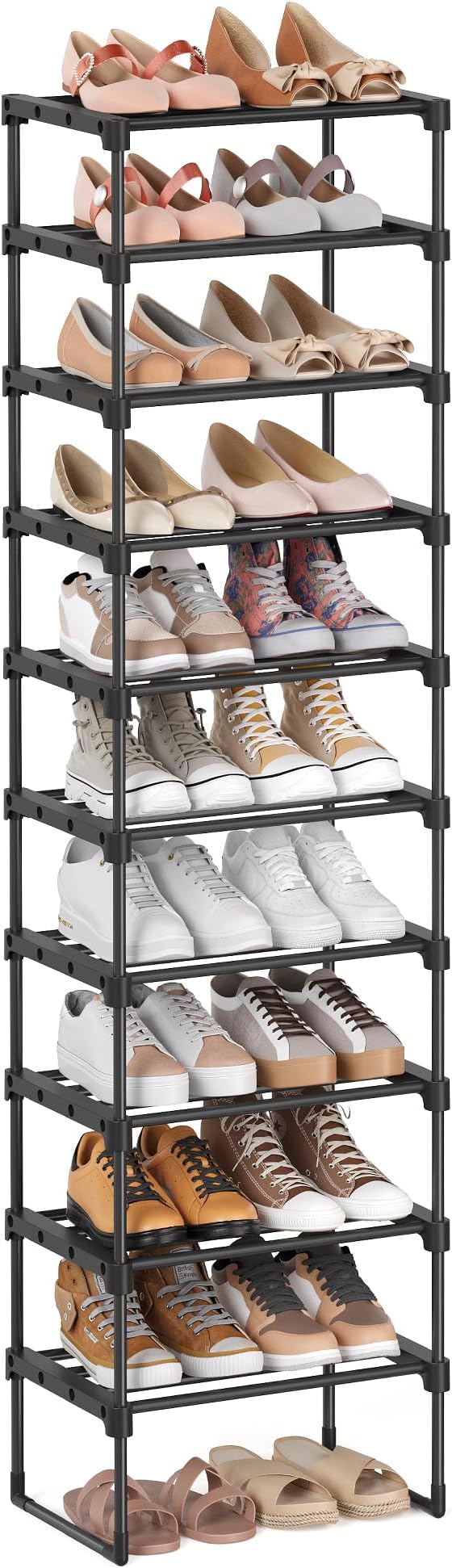SONGMICS 10 Tier Large Shoe Rack Metal DIY Storage Shelf 45 x 30 x 174 cm