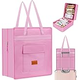 SelfTek Shoe Bags for Travel with Handle, Waterproof Large-Capacity Family Travel Shoe Bag Organizer for Multiple Shoes, Shoe Travel Bags for Packing, Suitable for Luggage Handle (pink)