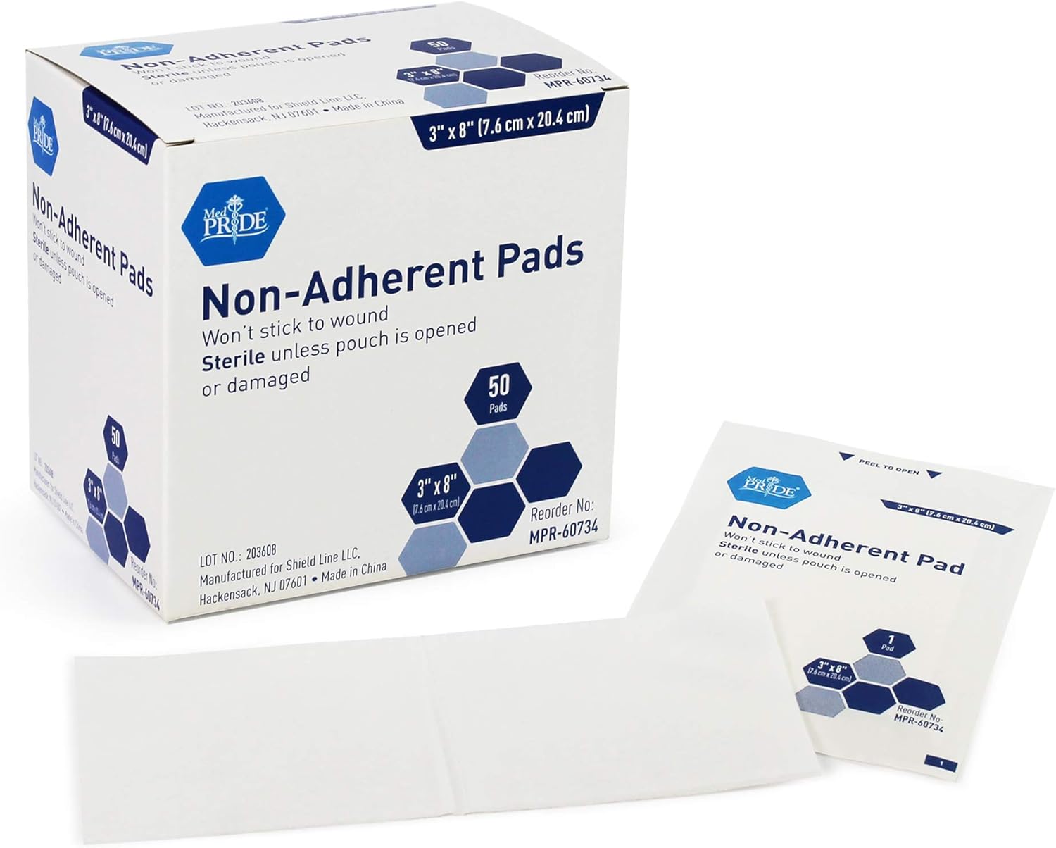 Medpride Sterile Non-Adherent Pads| 100-Pack, 2” x 3”| Non-Adhesive Wound Dressing| Highly Absorbent & Non-Stick, Painless Removal-Switch| Individually Wrapped for Extra Protection: Health & Personal Care