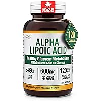 Herba Alpha Lipoic Acid 600mg – 120 Capsules | >99% Ultra Pure | Made in Canada | Blood Sugar Support Supplement