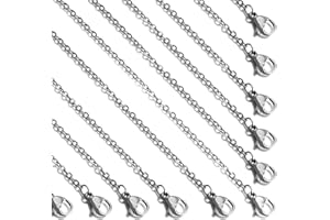 LEZAM 24 Pcs 16" 2mm Stainless Steel Necklace Link Cable Chain Lobster Clasp Bulk for DIY Jewelry Making Supplies Accessories