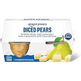 Amazon Grocery, Diced Pears, 4 Oz cups, 4 Ct