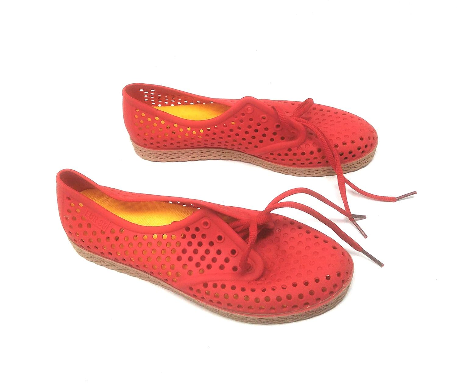 di grazia girls/women breathable fashion shoes, rainy shoes, lace sneakers (red, red-fibre-shoe-37)