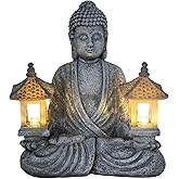 LCKFTY Buddha Statue for Home and Outdoor Decor Solar Powered Flickering LED,Garden Light,Courtyard Zen Meditation Spiritual Room Decor- Buddha Decor Outdoor-Ideas Gifts for Women, Mom