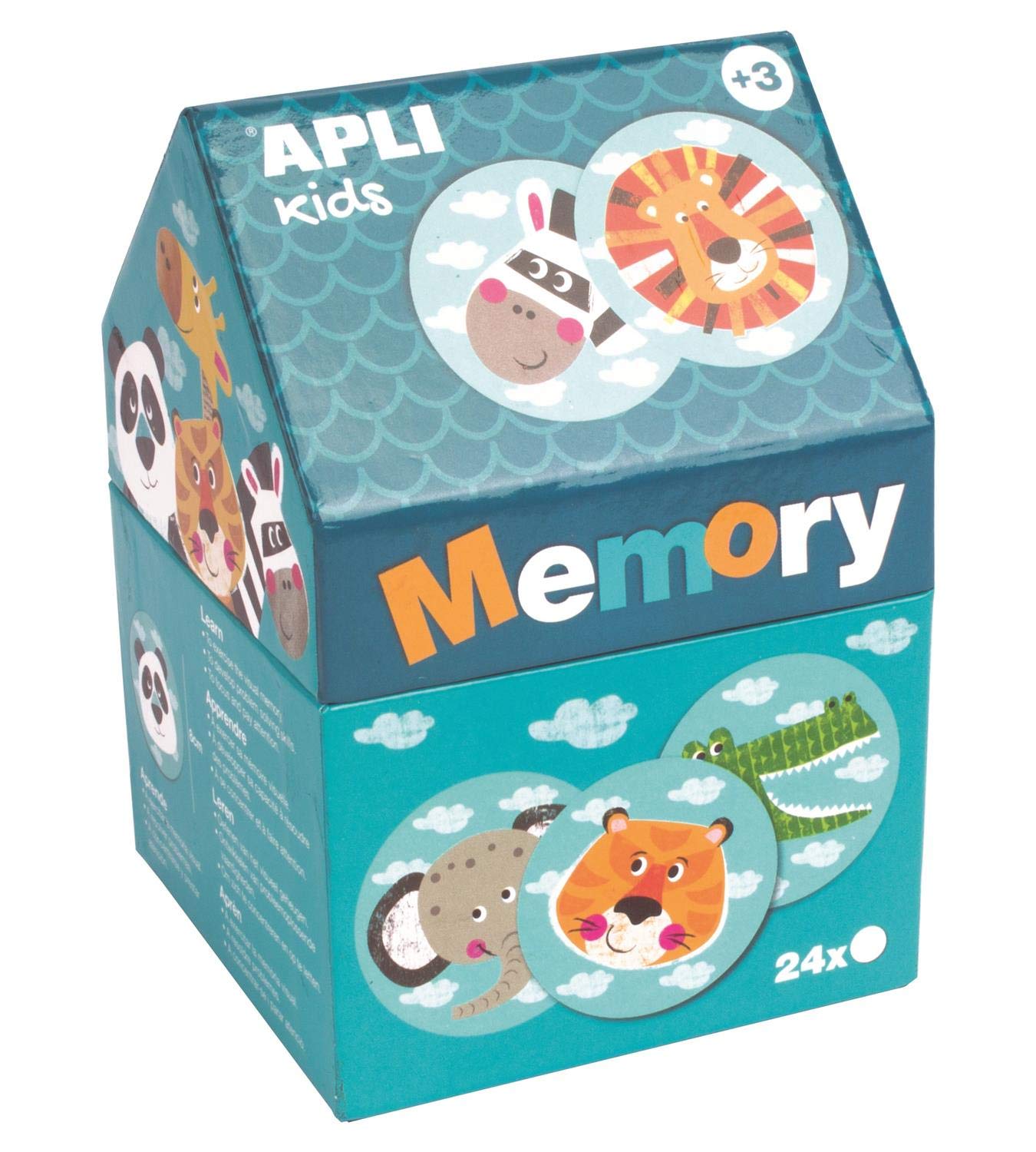 APLI Kids Memory House 24-Piece Animal Matching Game, Safari