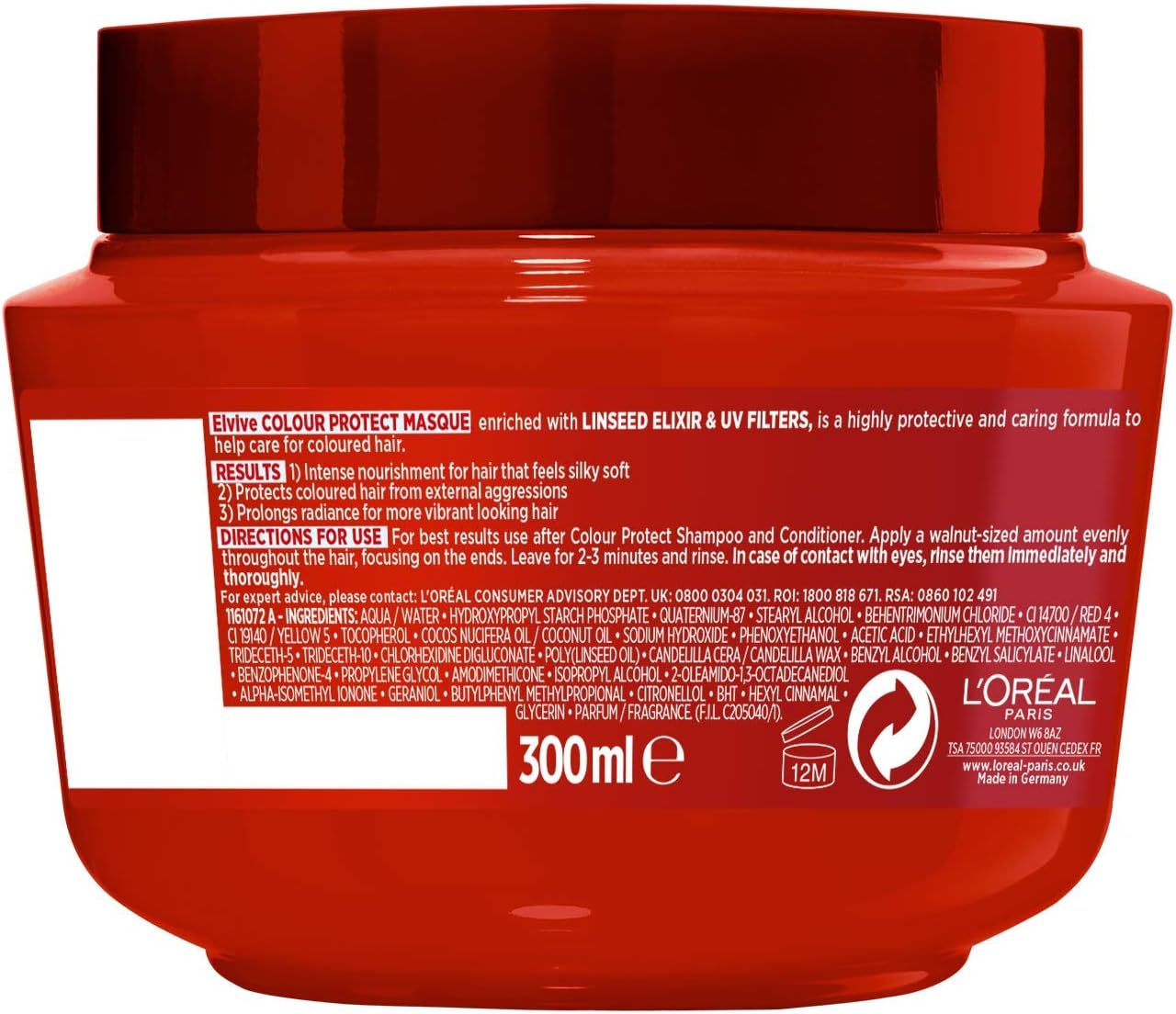 L'Oreal Elvive Colour Protect Hair Mask for Coloured for Coloured Hair 300ml - Image 3