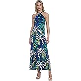 Donna Morgan Halter A-line Maxi Cocktail Wedding Guest Dresses for Women