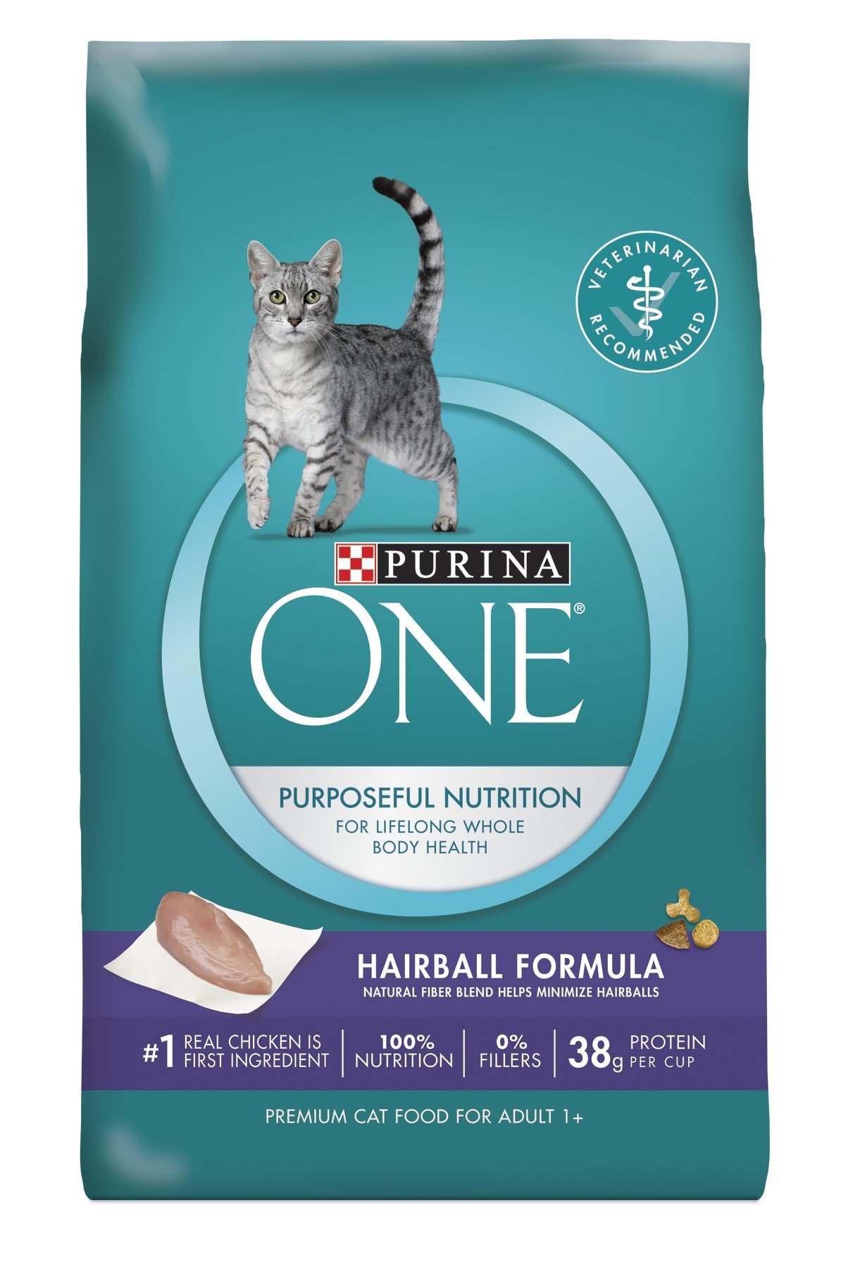 Purina ONE Hairball Formula Adult Premium Cat Food 16 lb. Bag Free