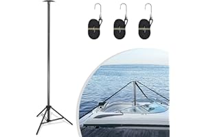 DACK Boat Cover Support Poles Stand System,Pontoon Boat Cover Support with Metal Tripod Base,27-59 inch Boat Cover Poles Adjustable with 3 Straps