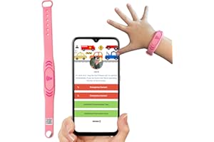 Sharewear Smart Bands for Kids if Lost, Child Safety ID Wristband, NFC Bracelet for Children, Smart Medical ID Band, Lost Kids ID Bracelet, Disney Essentials for Kids, QR Identification (Pink)