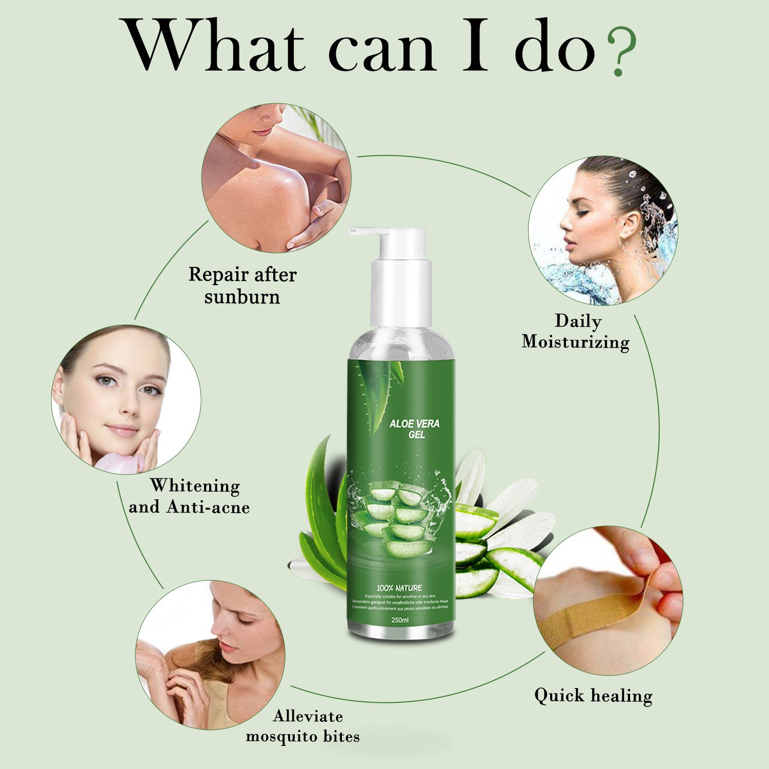 Betope Gel de Aloe Vera Pura, Aloe Vera 100 Puro Natural, Hidratante Gel Corporal y Facial, Cuidado After Sun/Calmar Después de la Depilación/Eliminar 250ml