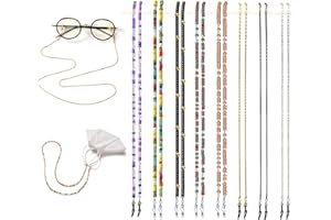 Damanse Eyeglass Chain,8 Pcs Beaded Eye Glasses Strap Holders around Neck For Women