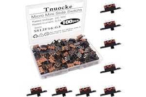 Tnuocke 100PCS 3mm High Knob Vertical Micro Mini Slide Switchs,3 Pin 2 Position SPDT with Screw Hole Latching Toggle Switches Panel Mount DC 50V 0.5A SS12F16-G3