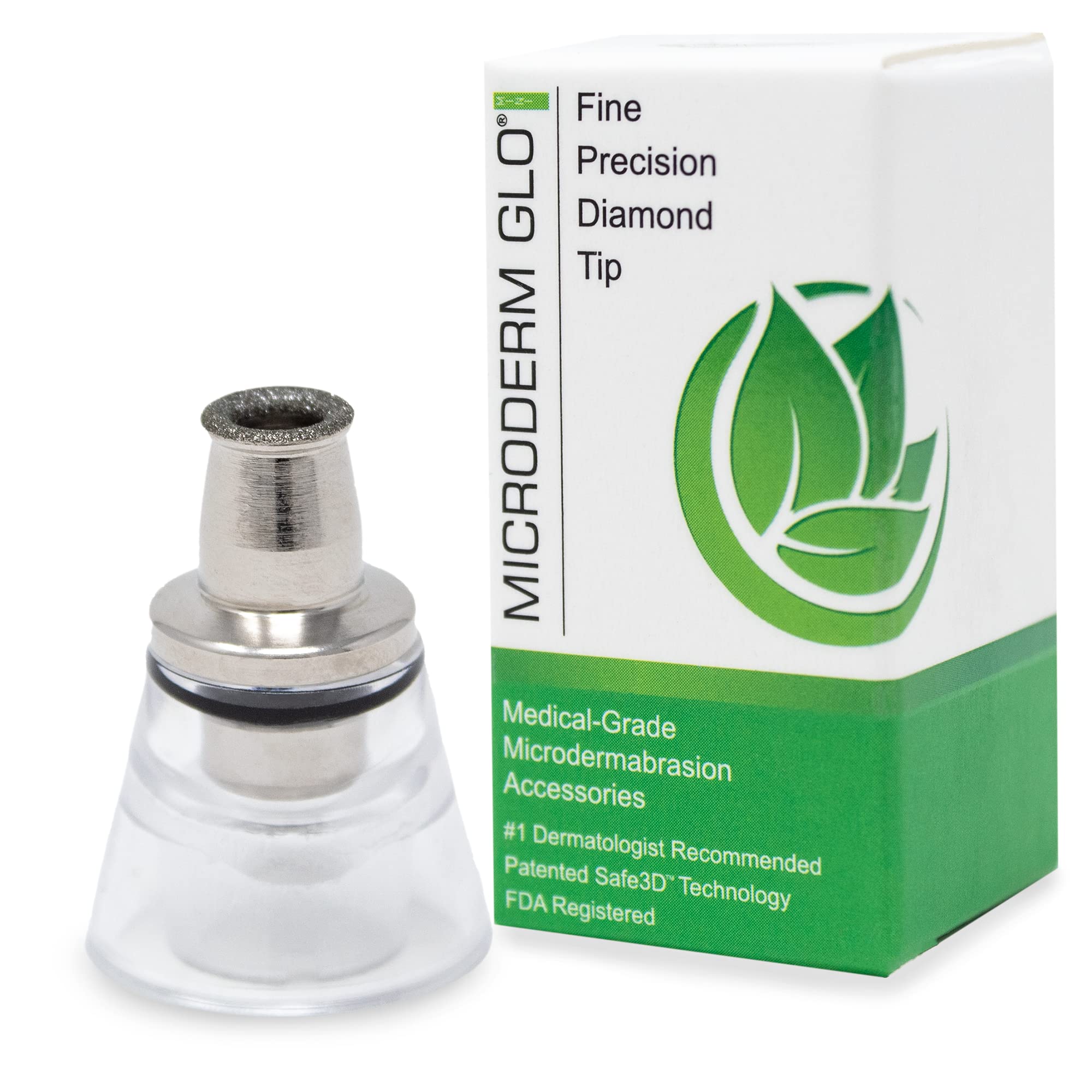 Microderm GLO MINI Premium Diamond Microdermabrasion Tips by Microderm GLO - Medical Grade Stainless Steel Accessories, Patented Safe3D Technology, FDA Approved, For All Skin Types (Fine)