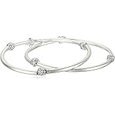 Nine West Women's Crystal Stretch Bangle Bracelet Silver Tone